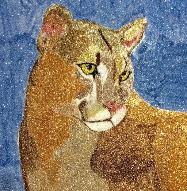 Michaelangelo's Lion Painting with Diamonds and Gold · Creative Fabrica